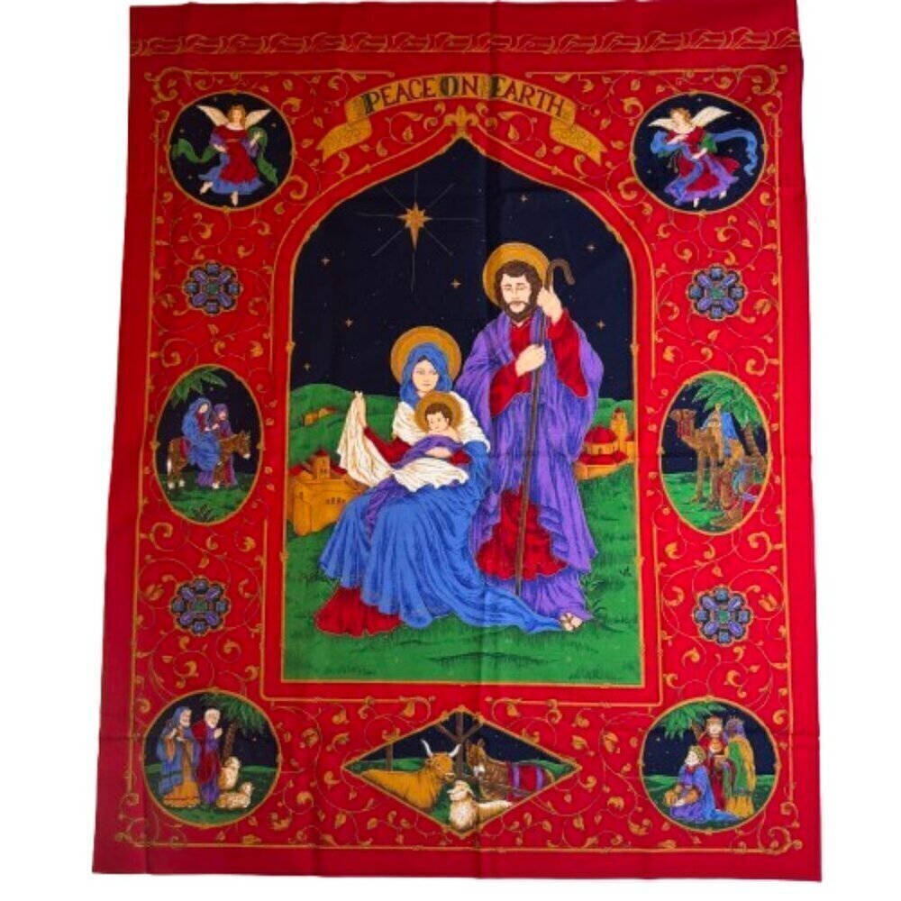 🛒 $9 - 1 yard panel fabric Cotton Christmas Nativity #8